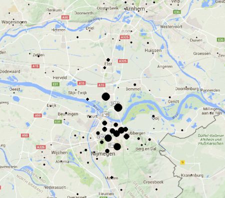 4: Verdeling leden WindpowerNIijmegen over de regio